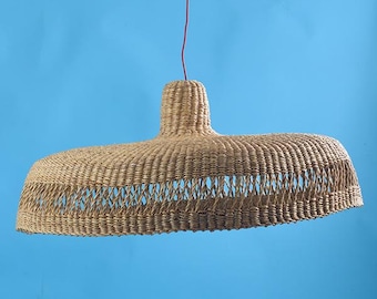 Natural straw chandelier| Boho wicker pendant shade| Handwoven African Lampshade