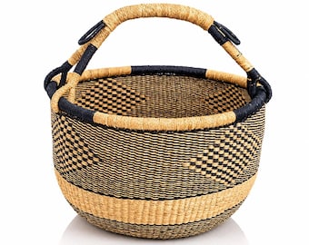 Handwoven Bolga shopping basket| African market shopper| farm harvest collection