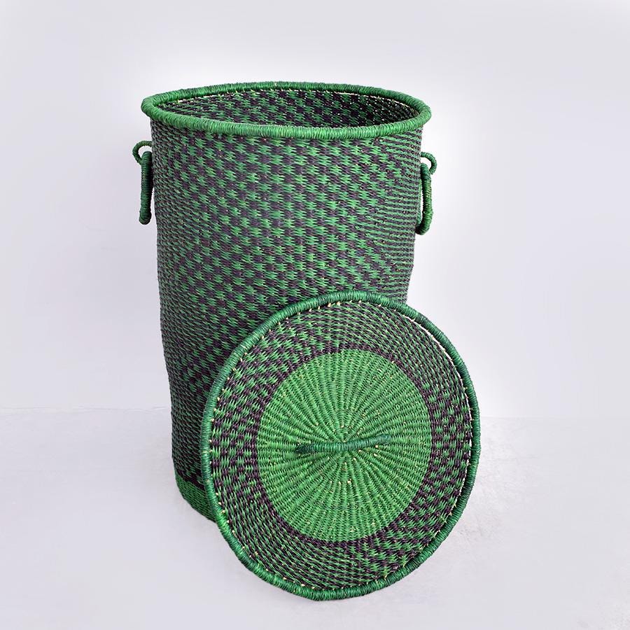Handwoven Natural Laundry Basket With Lid – Woven Straw Hamper