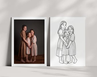 Turn Your Photo Into A Coloring Page Custom Personalized Line Art Drawing Book Picture/Image Unique Gift for Kids Digital File Printable