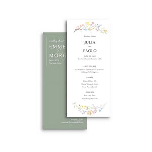 Menù per matrimoni stampati personalizzati, elegante ricevimento, cena, design personalizzato, evento formale, moderno e minimalista, classico, boho, lusso
