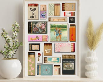 Custom Matchbook Art 20 Personalized Digital/Print Matchbox Gift Retro Vintage Classic Wall Poster Decor Unique Anniversary Him/Her Dad/Mom