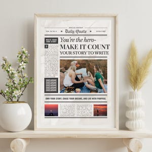 Custom Newspaper Print Personalized Photo Text New York News Wall Art Dorms Room Retro Best Friend Gift For Her/Him BFF Poster/Digital File