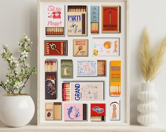 Custom Matchbook Art Personalized Digital File 16 Matchbox Gift Retro Vintage Classic Wall Decor Unique Anniversary For Him/Her Dad/Mom