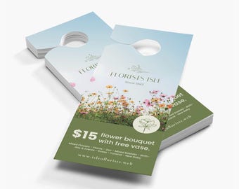 Custom Door Hanger Print 2 Sided Personalized Business Glossy Matte Two Sizes/Thickness Real Estate Landscape Auto Detailing Service