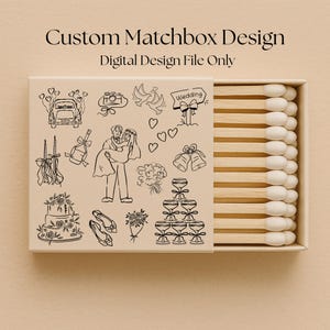 Custom Matchbox Design Only Personalized Matches for Wedding Event Anniversary Party Template Decor Gift Bridesmaid Bachelorette Favors