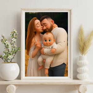 Fathers Days Custom Pixar Style Family Photo Cartoon Personalized Gift Print Poster/Digital Family Son Dad Image From your Picture Couple
