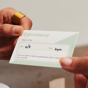 Karty wizytowe drukowane na zamówienie Przypomnienie dla klienta Spersonalizowane małe firmy Branding Papeteria Salon fryzjerski, rzęsy, paznokcie, spa Matowe 100 szt.