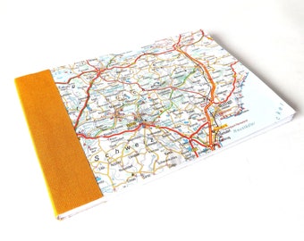 Oldenburg - Germany Road Map #11 - Recycled Vintage Map Hand bound pocket Notebook with Upcycled Blank Pages