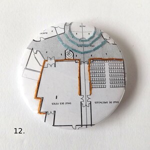 Stitched Recycled Vintage Architecture Journal Badges, Embroidered Abstract Patterns. Designs 9 16 image 5