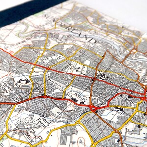 Sunderland Newcastle Upon Tyne 1969 4 Recycled Vintage Map Handbound Notebook with Upcycled Blank Pages image 3