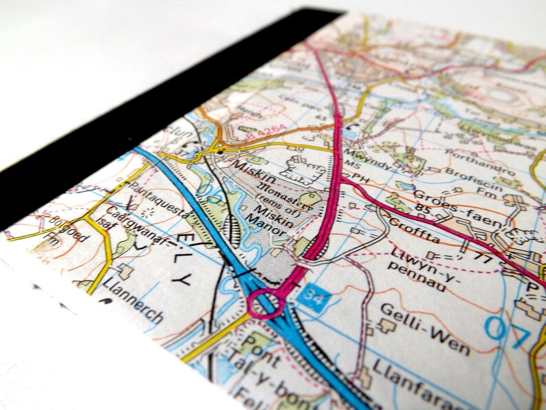 Llantrisant Vale and Rhondda 1992 7 Recycled Vintage Map Handbound Notebook with Upcycled Blank Pages image 7