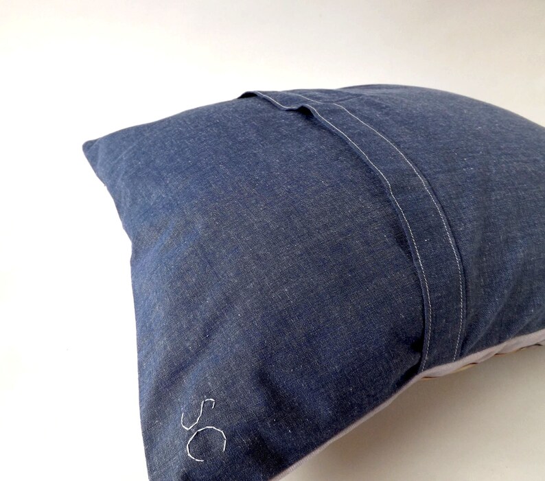 London Big Ben Printed and Embroidered Cushion Cover, Denim Blue Organic Backing Fabric, 40 x 40cm image 7