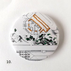 Stitched Recycled Vintage Architecture Journal Badges, Embroidered Abstract Patterns. Designs 9 16 image 3