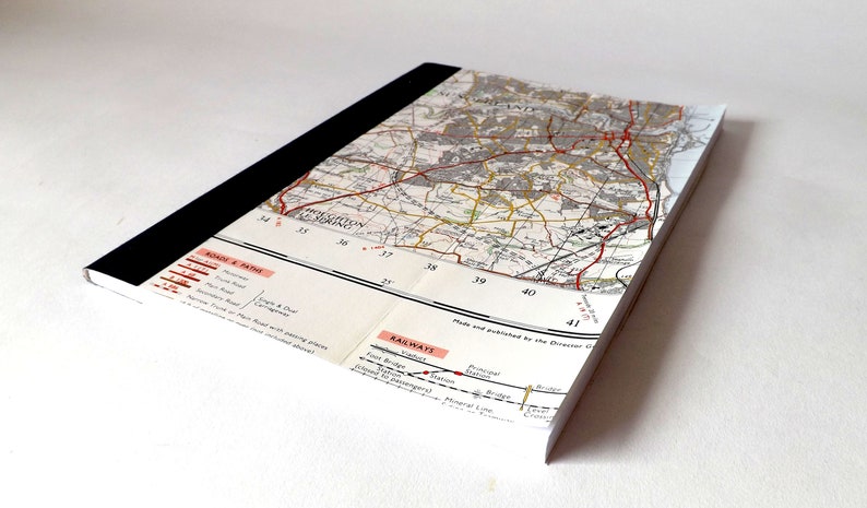 Sunderland Newcastle Upon Tyne 1969 4 Recycled Vintage Map Handbound Notebook with Upcycled Blank Pages image 2