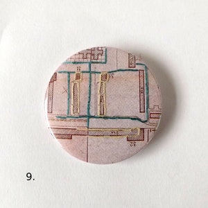 Stitched Recycled Vintage Architecture Journal Badges, Embroidered Abstract Patterns. Designs 9 16 image 2