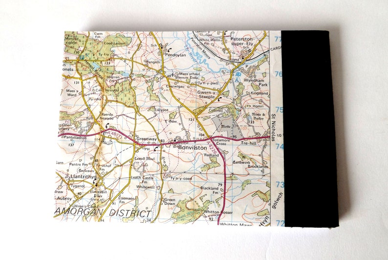 Llantrisant Vale and Rhondda 1992 7 Recycled Vintage Map Handbound Notebook with Upcycled Blank Pages image 3