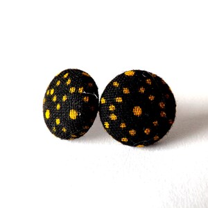 Navy and Golden Yellow Dots Abstract Patterned Button Earrings 15mm or 19mm image 10