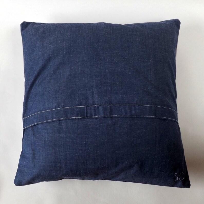 London Big Ben Printed and Embroidered Cushion Cover, Denim Blue Organic Backing Fabric, 40 x 40cm image 8