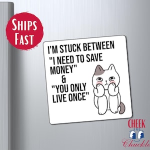 Funny Cat Fridge Magnets, Funny Gift For Friend, Cat Lovers Gift, Shopaholic Gift, Fun Gifts For Her, Cat Themed Accessories, Cat Mom Gifts