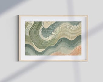Boho Chic Abstract Wall Art - Neutral Tones Wave Pattern - Digital Download for Home Décor
