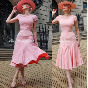 Soft pink trumpet Kate dress - famous 1950s vintage dress inspired rockabilly