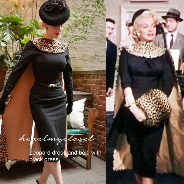 leopard CAPE, belt and dress - retro vintage celebrity inspired