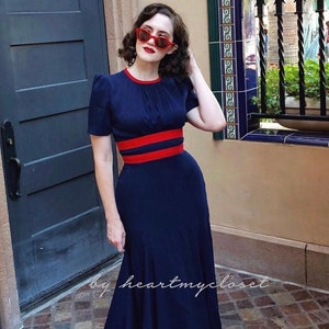 Agent Carter cosplay swing dress striped custom made blue iconic