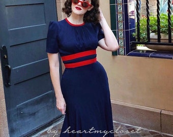 Agent Carter cosplay swing dress striped custom made blue iconic