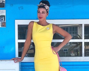 Meghan pencil yellow dress celeb inspired custom made
