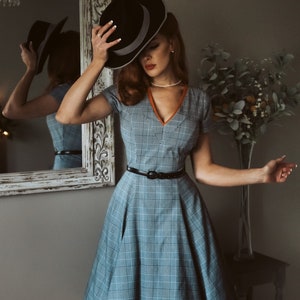 Plaid swing dress tv inspired vintage dress custom made 1960s image 1