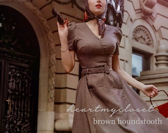 brown houndstooth Aline dress - custom made available