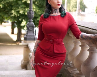 peplum waist - 50s inspired dress / custom made / retro style