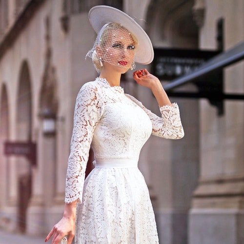 Kate Middleton white lace dress inspired cocktail event dress custom made