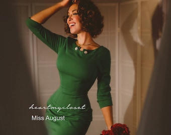 Miss August - vintage 1950s inspiration custom made / pencil dress/ 1940s 1950s