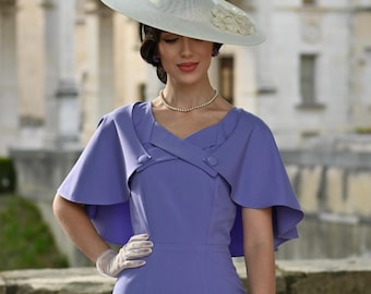 Sandra - Vestido tubo de los años 50 con capa a juego