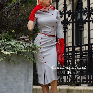 JILL - long sleeve 1950s rockabilly vintage inspired dress celeb inspired