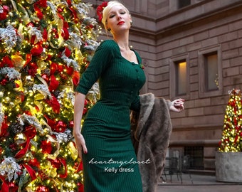 long sleeve KELLY -  famous 1950s vintage dress inspired rockabilly custom made