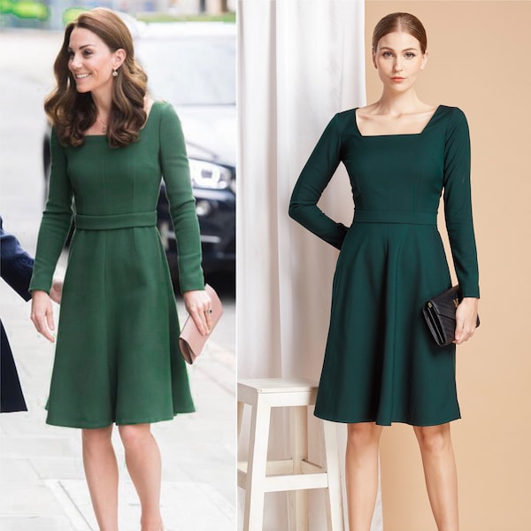 kate middleton green  dress swing rockabilly celeb inspired custom made