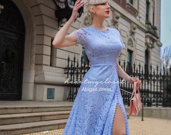 ABIGAIL lace dress with pearl buttons Aline dress rockabilly custom made