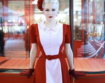 Jackie - 2 tone swing crepe dress custom made vintage 50s inspired