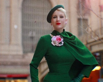Meghan Markle Inspired GREEN Dress Custom Made Pencil With SEMI CAPE - Etsy  Australia