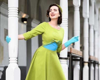 bright and shine- tv inspired rockabilly swing dress / vintage wear/office wear/ custom 50s