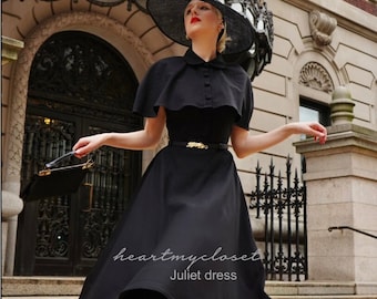 Juliet dress and cape- 40s 50s swing dress with matching cape