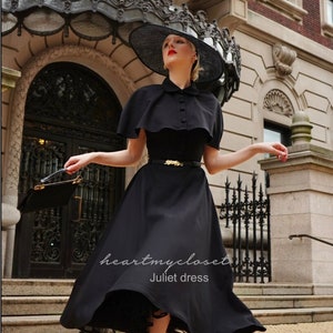 Juliet dress and cape- 40s 50s swing dress with matching cape