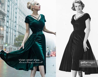 Vivien velvet pencil dress + removable skirt wrap / 1950s vintage inspired