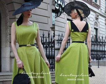 Jessica- 1950s vintage dress swing skirt custom made