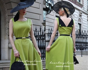 Jessica- 1950s vintage dress swing skirt custom made