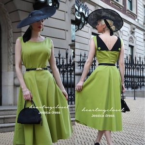 Jessica- 1950s vintage dress swing skirt custom made