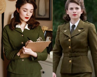 Traje militar del agente Carter - traje vintage de los años 50 con falda lápiz
